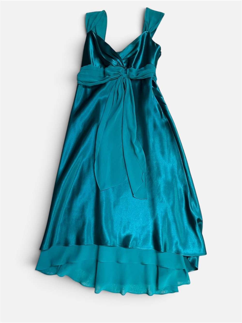 David's Bridal satin high-low formal dress